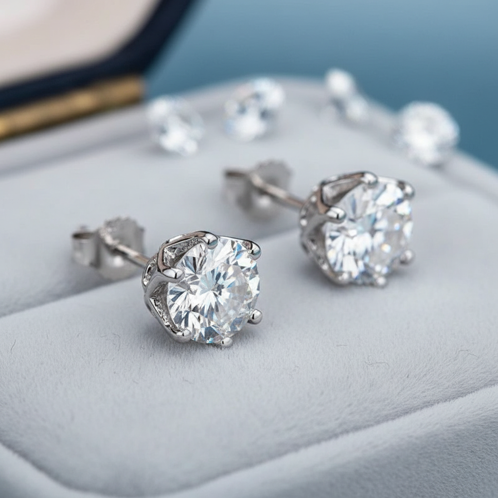 Brilliant Circlet Cut Moissanite Studs