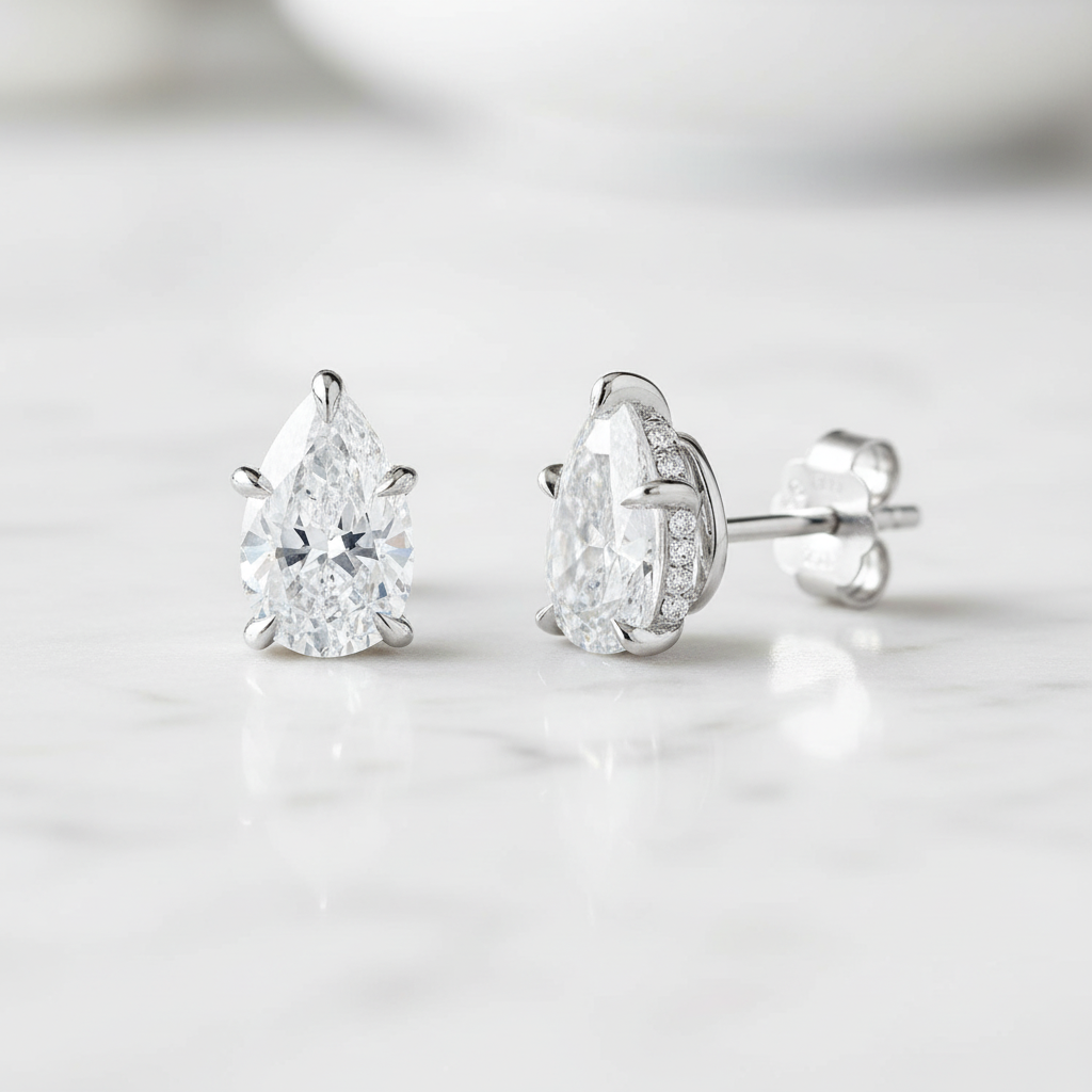 Pear Cut Moissanite Earring